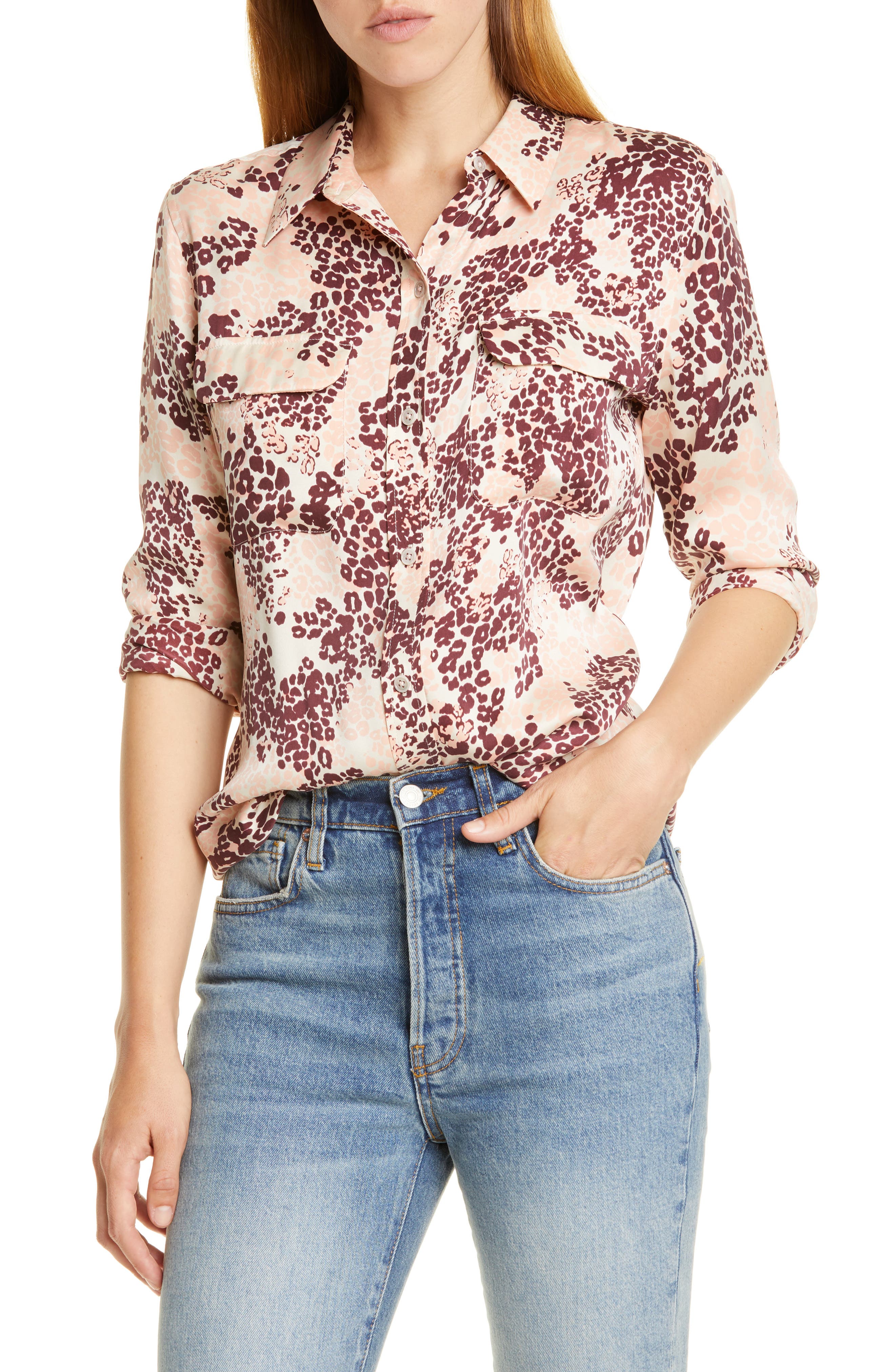 Equipment Slim Signature Print Silk Blend Shirt (Women) | Nordstromrack