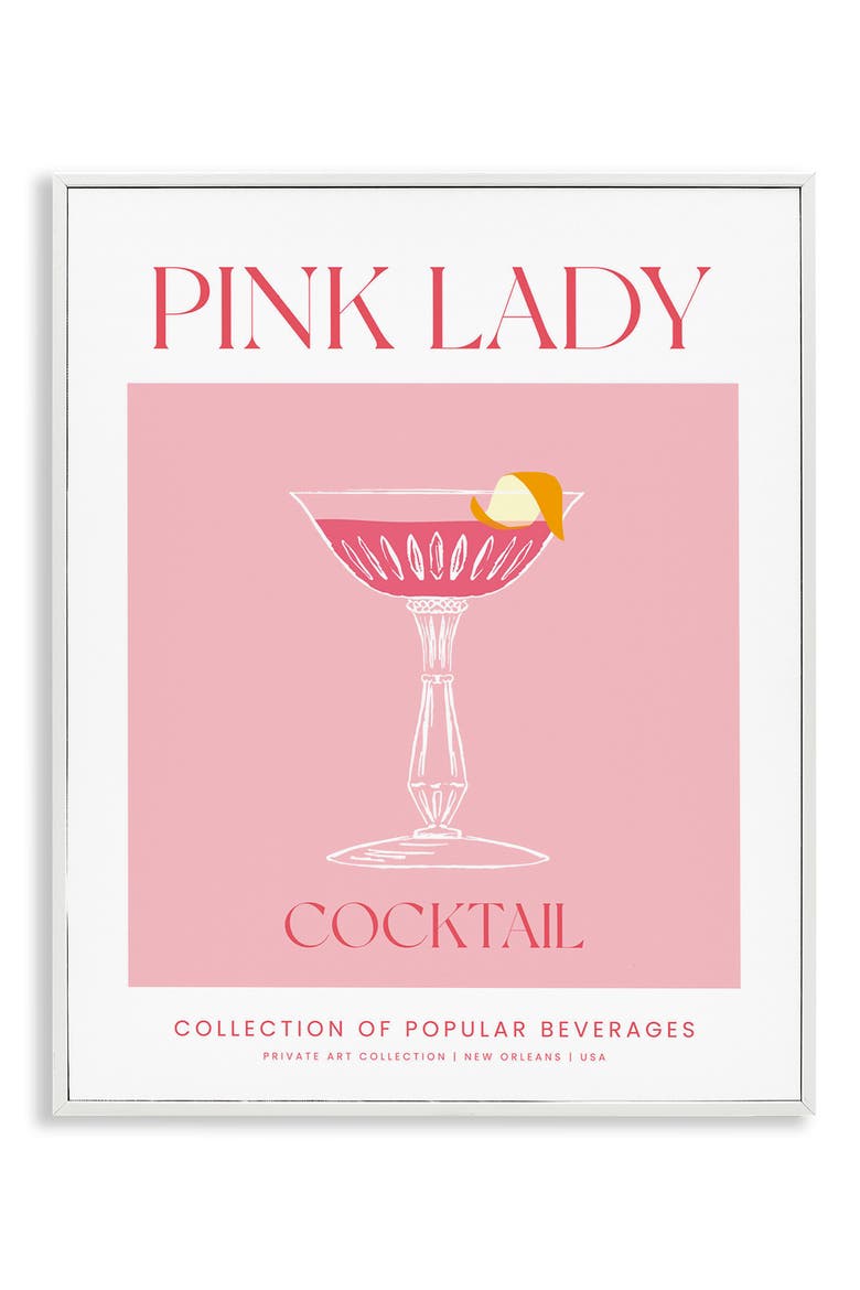 Pink Lady Framed Canvas Wall Art, Main, color, PINK