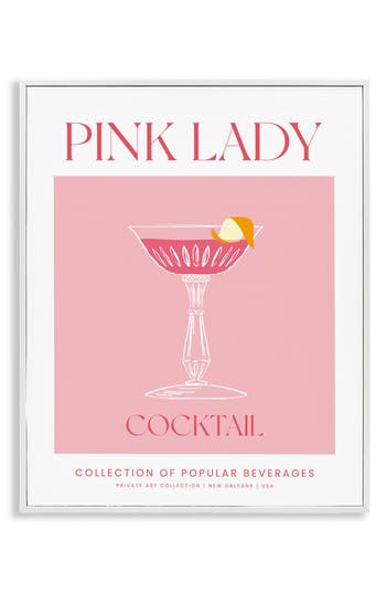 Stupell Industries Pink Lady Framed Canvas Wall Art In Pink