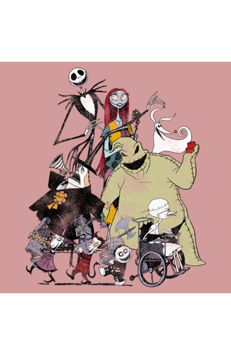 The Nightmare Before Christmas Women's The Nightmare Before Christmas Group Character Shot  Graphic T-Shirt, Alternate, color, Desert Pink