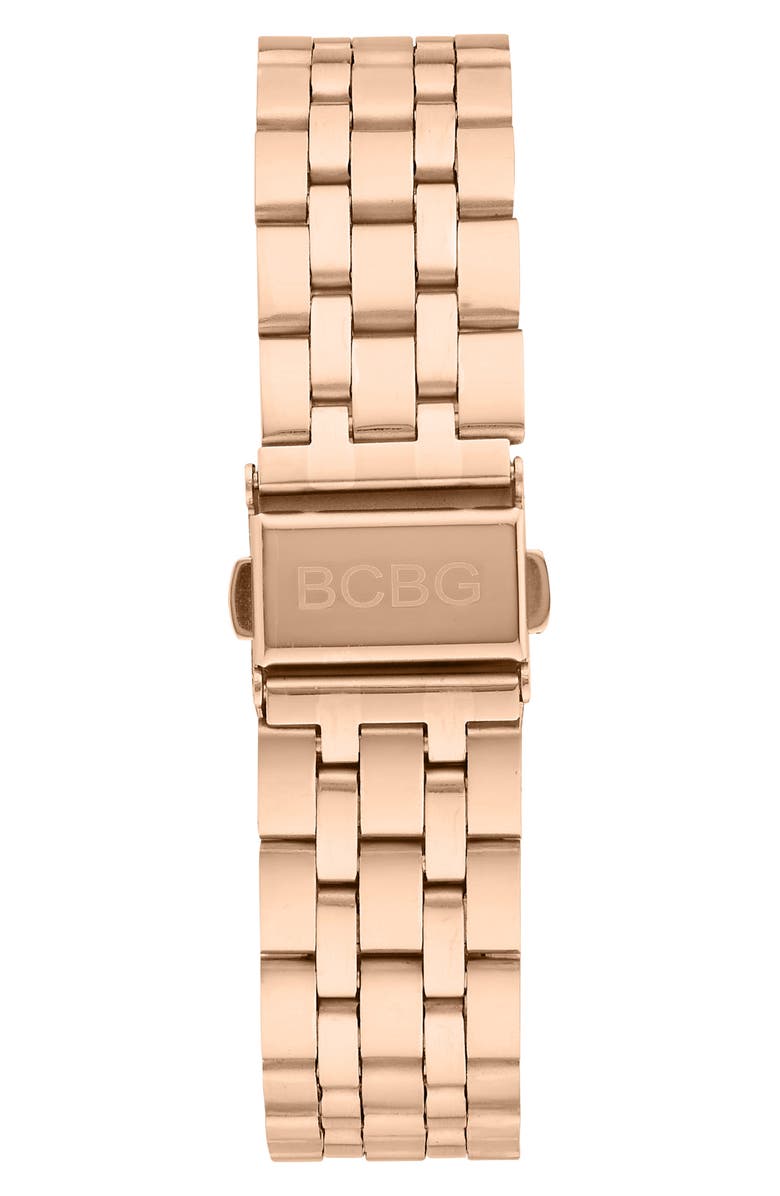 BCBG Modern Link Quartz Bracelet Watch, 34mm, Alternate, color, White/ Rose Gold