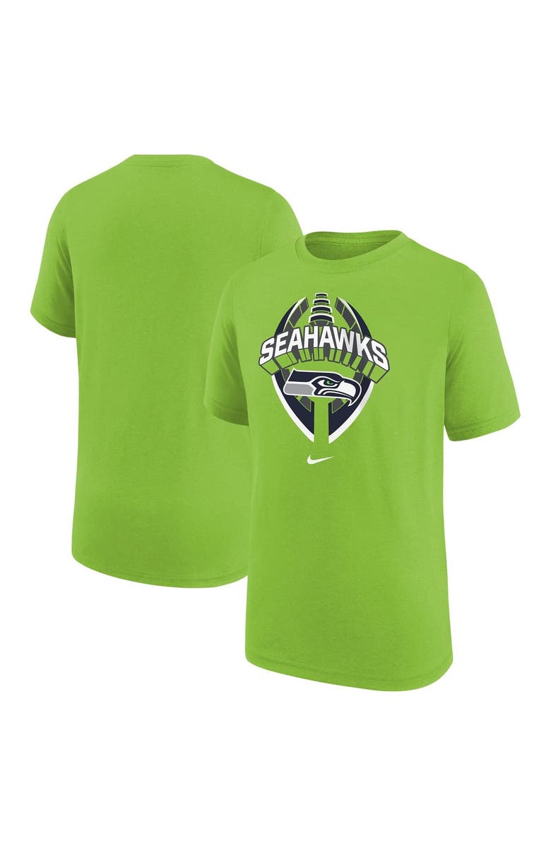 Nike Youth Nike Neon Green Seattle Seahawks Icon Legend T-Shirt, Main, color, Navy