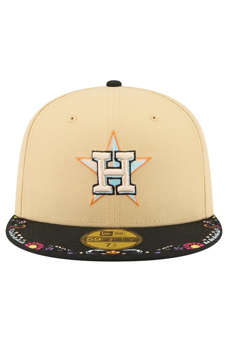 Men's New Era Light Beige Houston Astros Two-Tone Embroidered Visor 59FIFTY Fitted Hat, Alternate, color, Light Beige