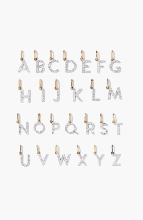 Mejuri Diamond Letter Charm In Orange