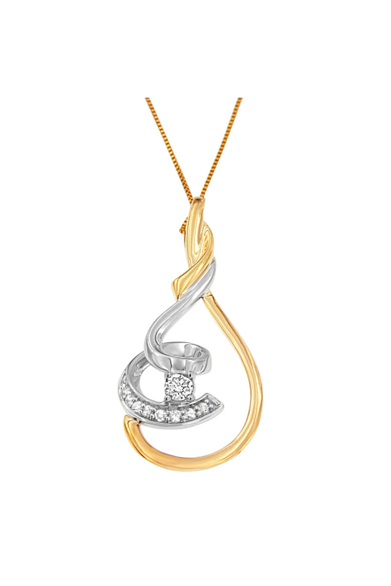 10K Two-Tone Yellow & White 1/6 Cttw Diamond Layered Spiral Pendant Necklace, Alternate, color, Yellow