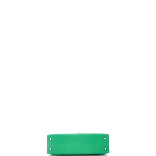 Pre-owned Hermes  Hermes Kelly Mini Ii Bag Green Chevre Mysore With Palladium Hardware 20 In Green