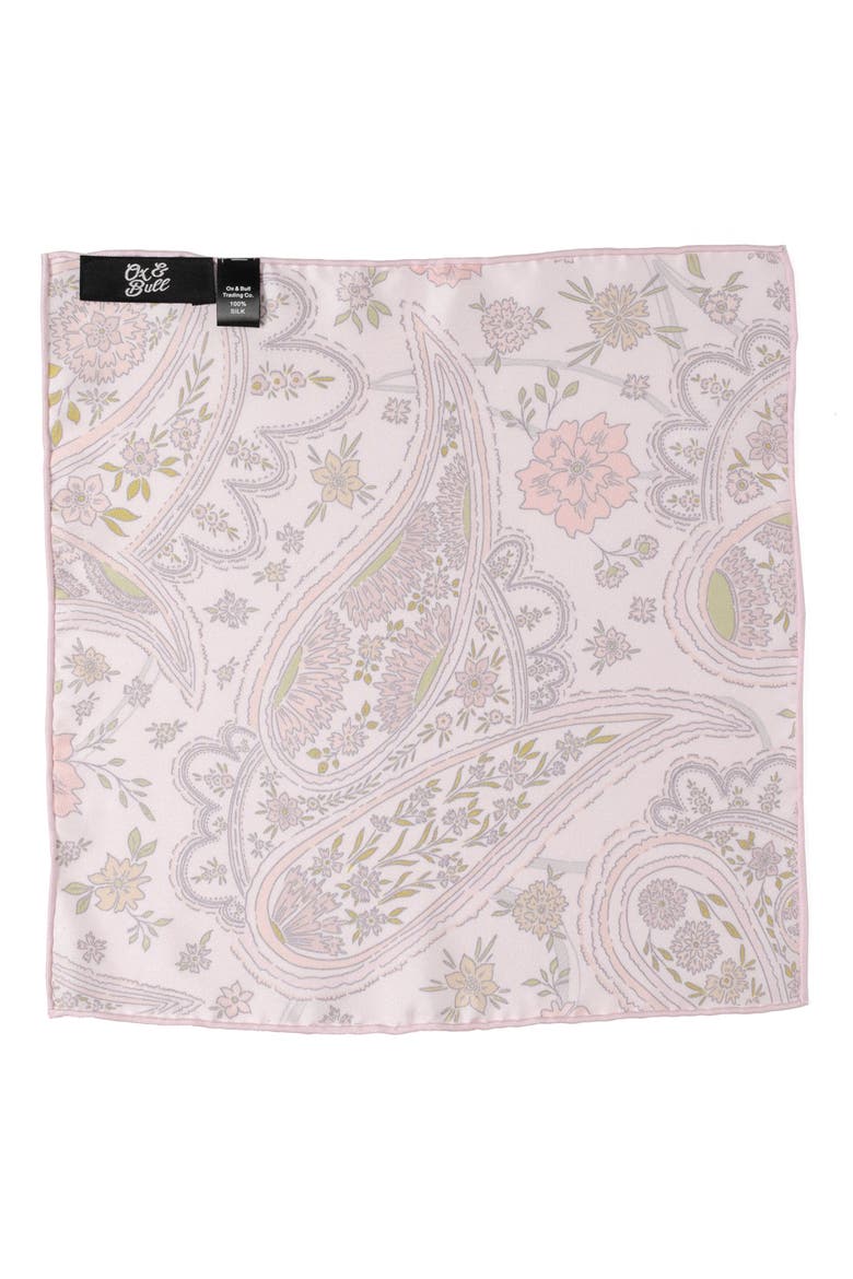 Floral Paisley Silk Blend Pocket Square, Alternate, color, PINK