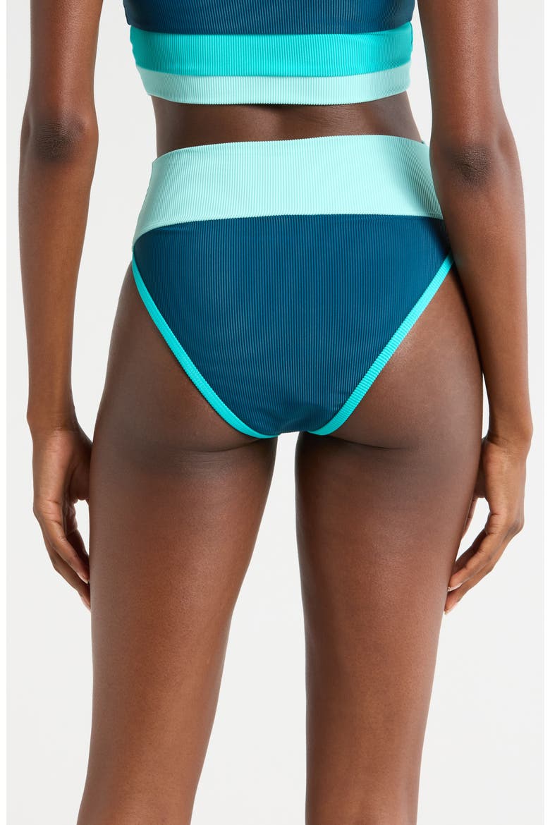 Emmy Colorblock High Waist Bikini Bottoms, Alternate, color, SEASHORE COAST
