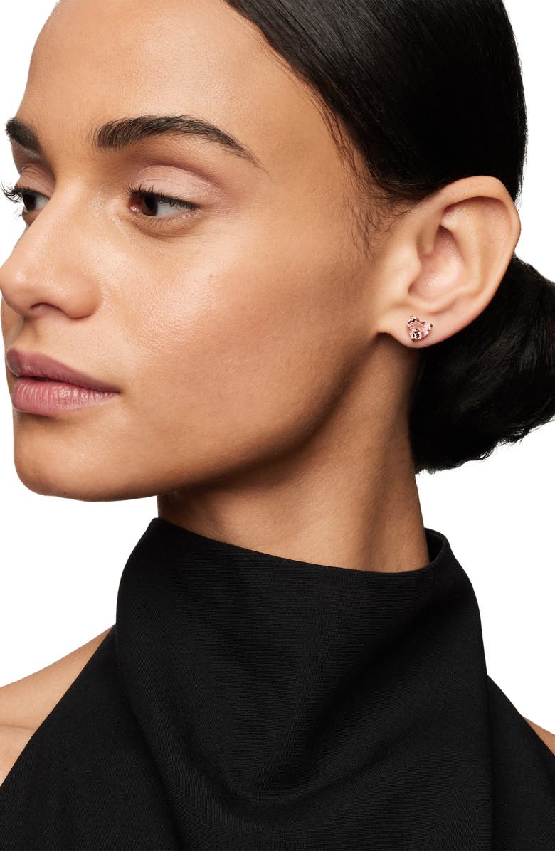 David Yurman Heart Stud Earrings in 18K Rose Gold with Morganite, Alternate, color,