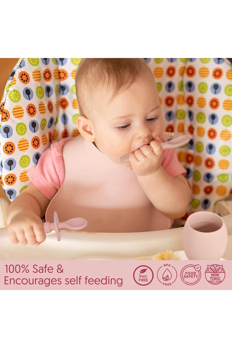 Baby Silicone Feeding Set 8-Piece, Alternate, color, Light & Dark Pink