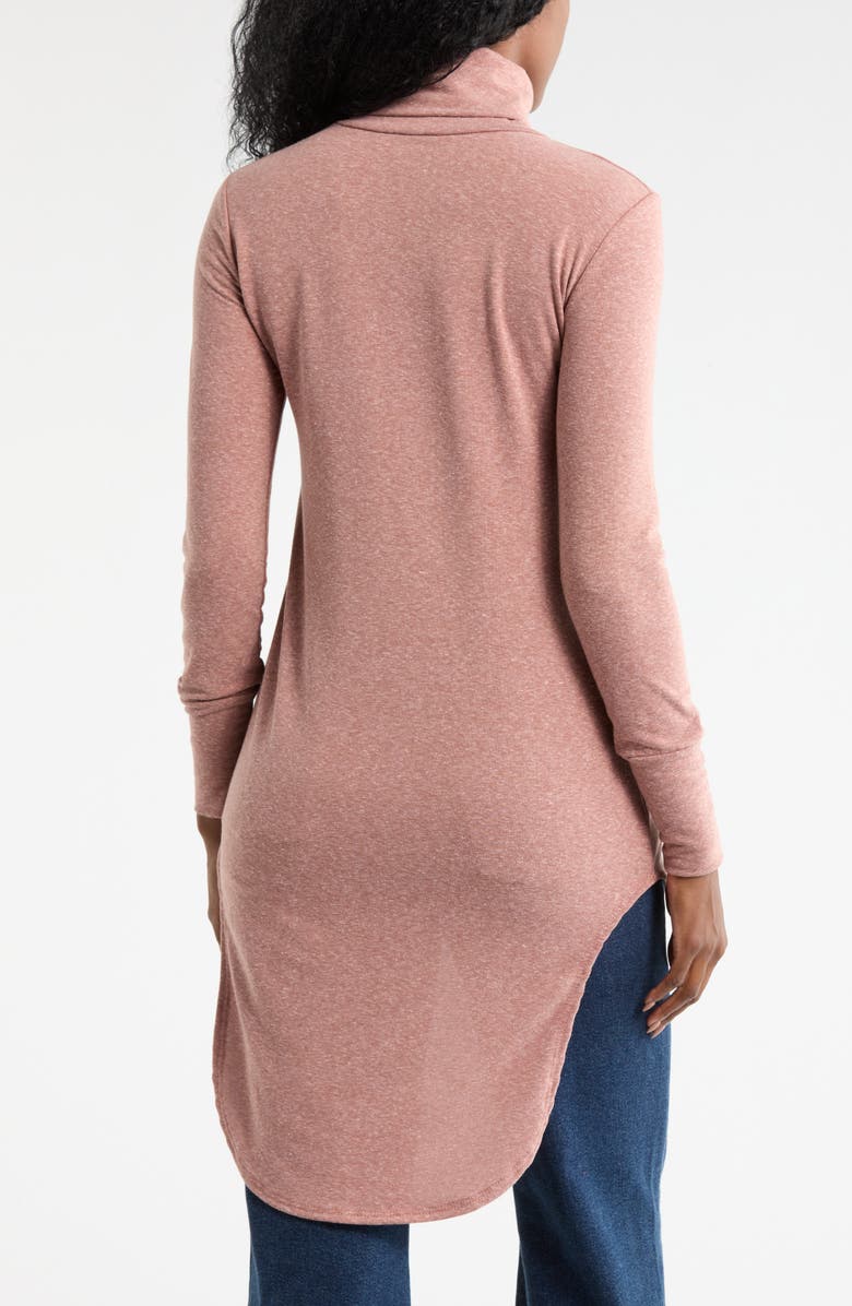 GO COUTURE Turtleneck High-Low Tunic Sweater, Alternate, color, Brandied Melon