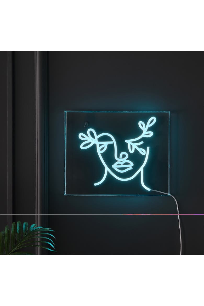 Teary Contemporary Glam Acrylic Box USB Operated LED Neon Light, Alternate, color, Blue