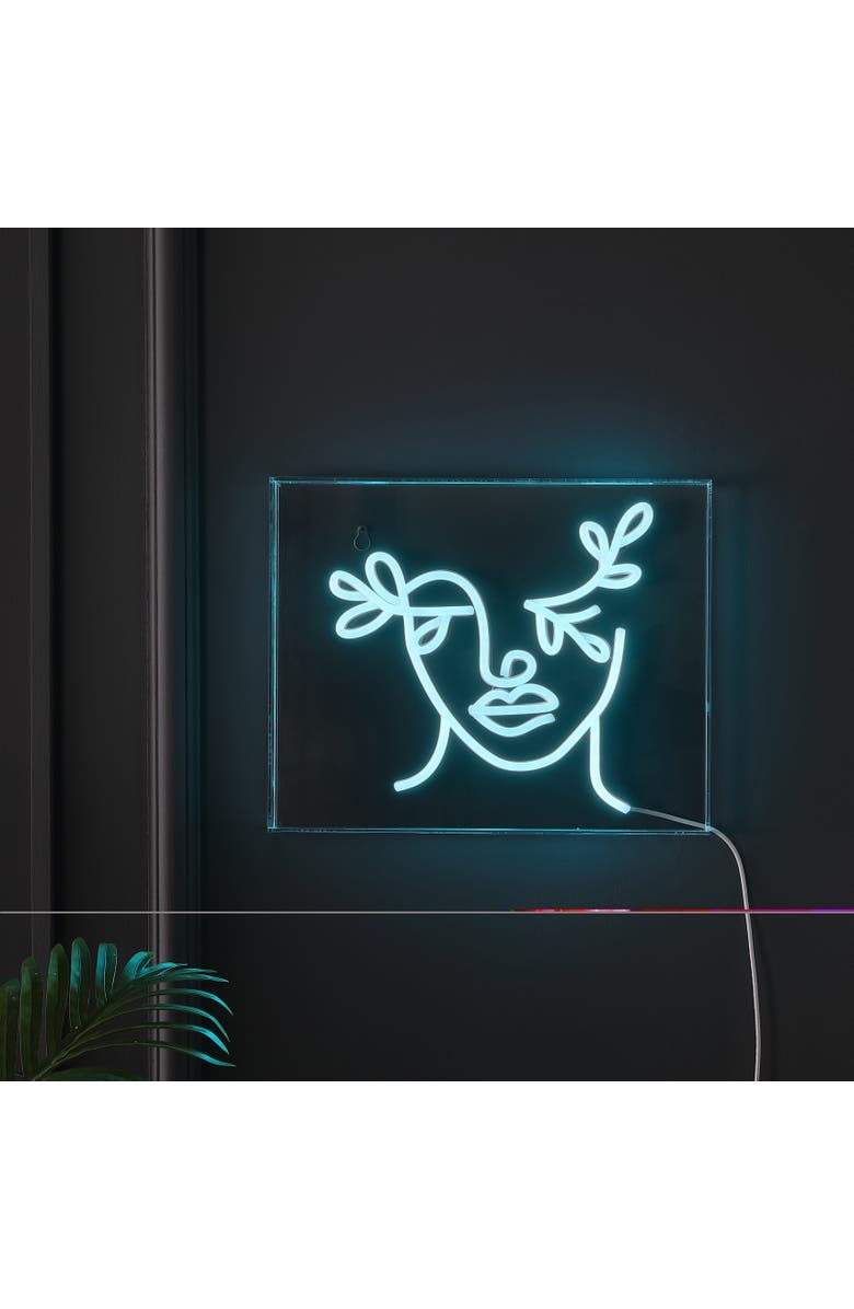 JONATHAN Y Teary Contemporary Glam Acrylic Box USB Operated LED Neon Light, Alternate, color, Blue