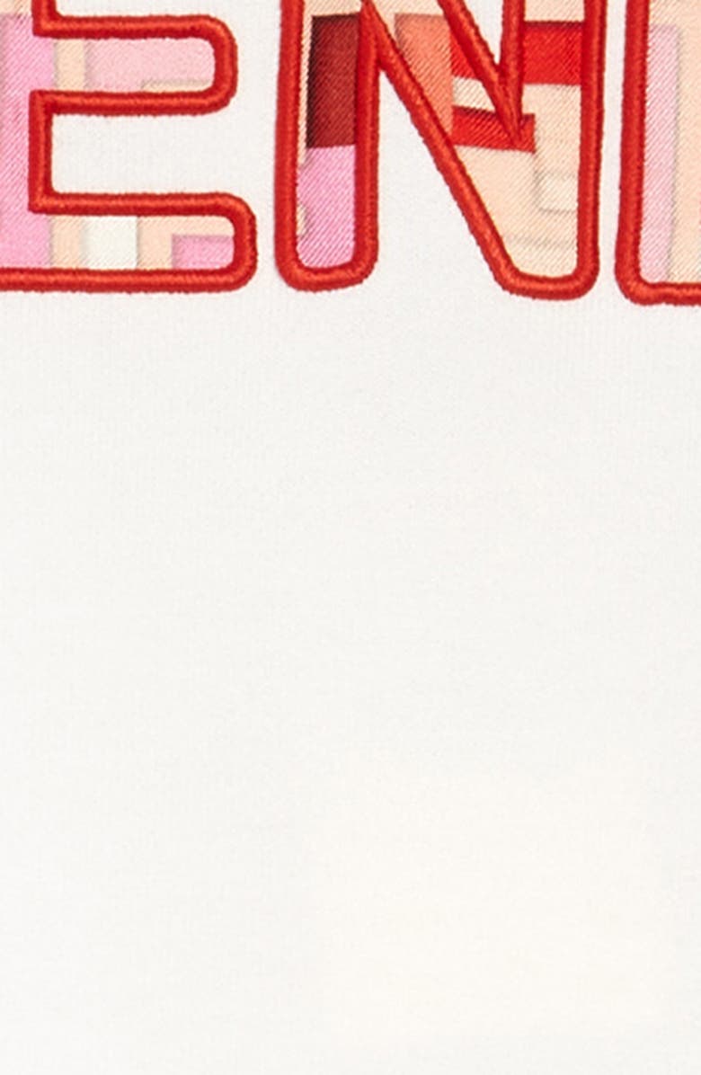 Fendi Kids' Long Sleeve Logo Dress with Denim Skirt, Alternate, color, 