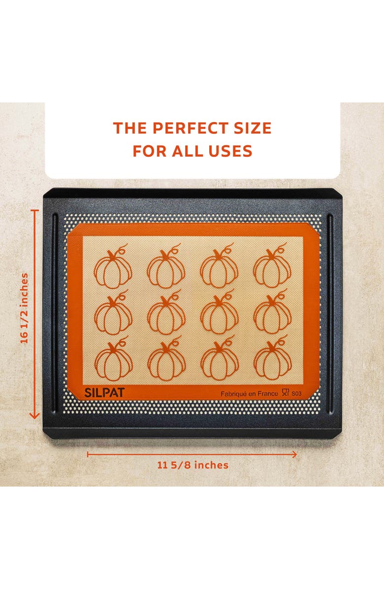 Silpat Premium Pumpkin Non-Stick Half Sheet Size Silicone Baking Mat, 11-5/8 x 16-1/2, Alternate, color, Orange