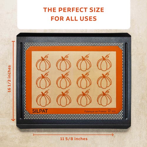 Silpat Premium Pumpkin Non-stick Half Sheet Size Silicone Baking Mat, 11-5/8 X 16-1/2