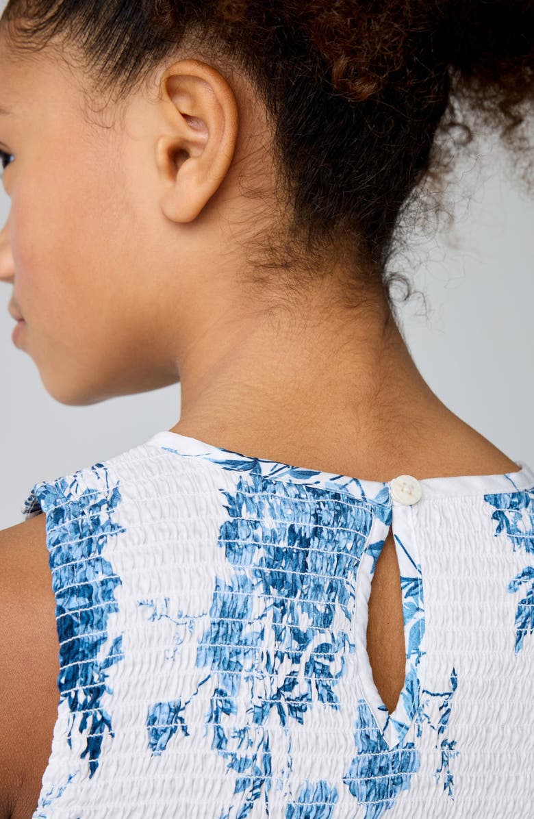 smALLSAINTS by ALLSAINTS Kids' Floral Smocked Cotton Peplum Top, Alternate, color, Blue