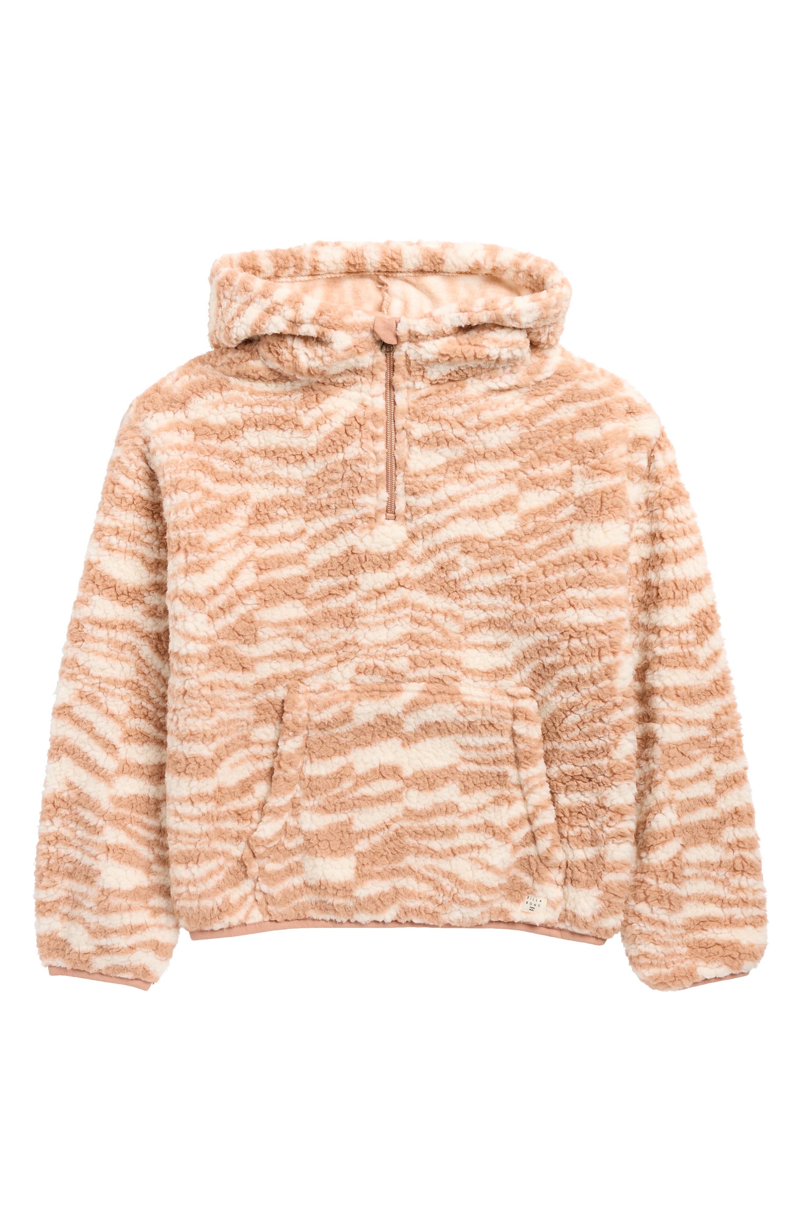 Kids' Just in Time Hooded Faux Shearling Quarter Zip Pullover
