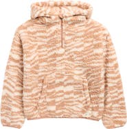 Billabong Kids' Just in Time Hooded Faux Shearling Quarter Zip Pullover