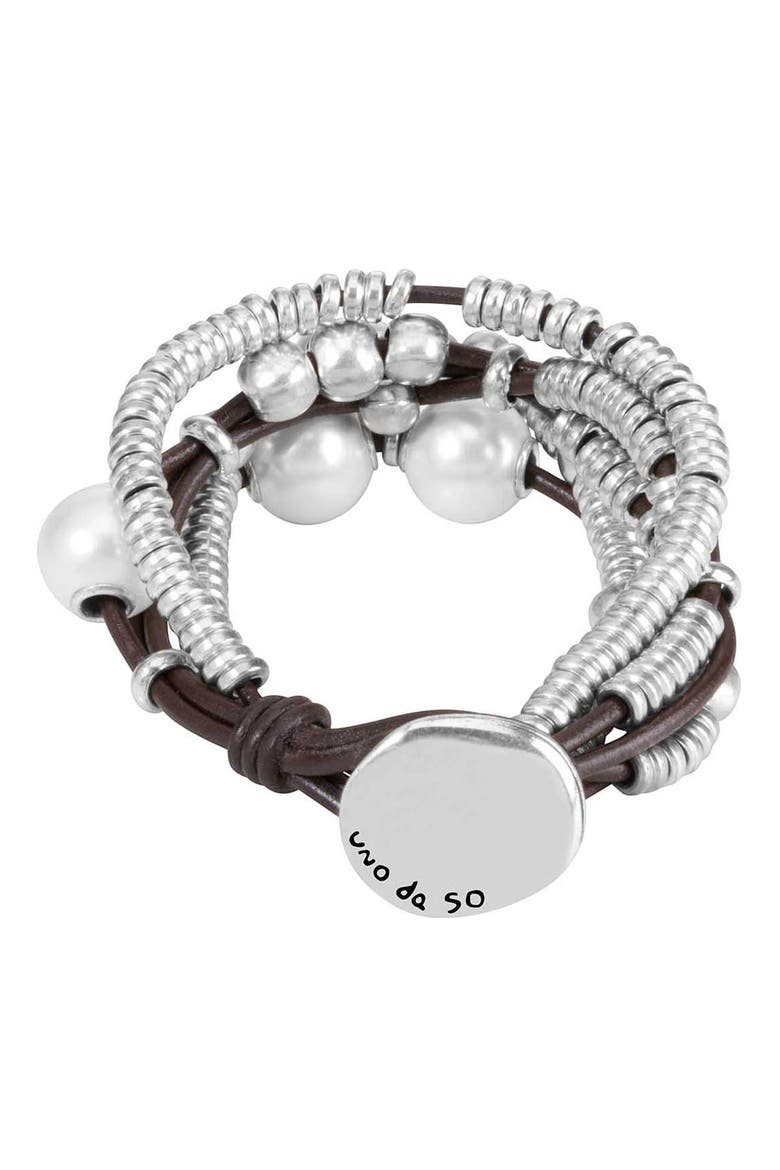 Smooth Leather Loop Bracelet, Alternate, color, Silver