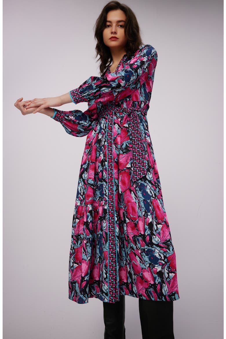 Alea Long Sleeve Midi Shirtdress, Alternate, color, MISFIT MARBLE/LYDIAN INDIAN PK