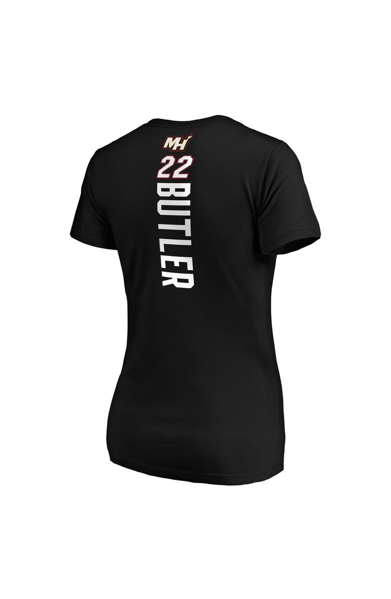 FANATICS Women's Fanatics Branded Jimmy Butler Black Miami Heat Playmaker Logo Name & Number V-Neck T-Shirt, Alternate, color, 
