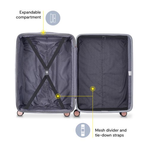 Delsey Paris Alexis Hardside  25-inch Medium Checked Expandable Spinner Luggage In Platinum/rose Gold