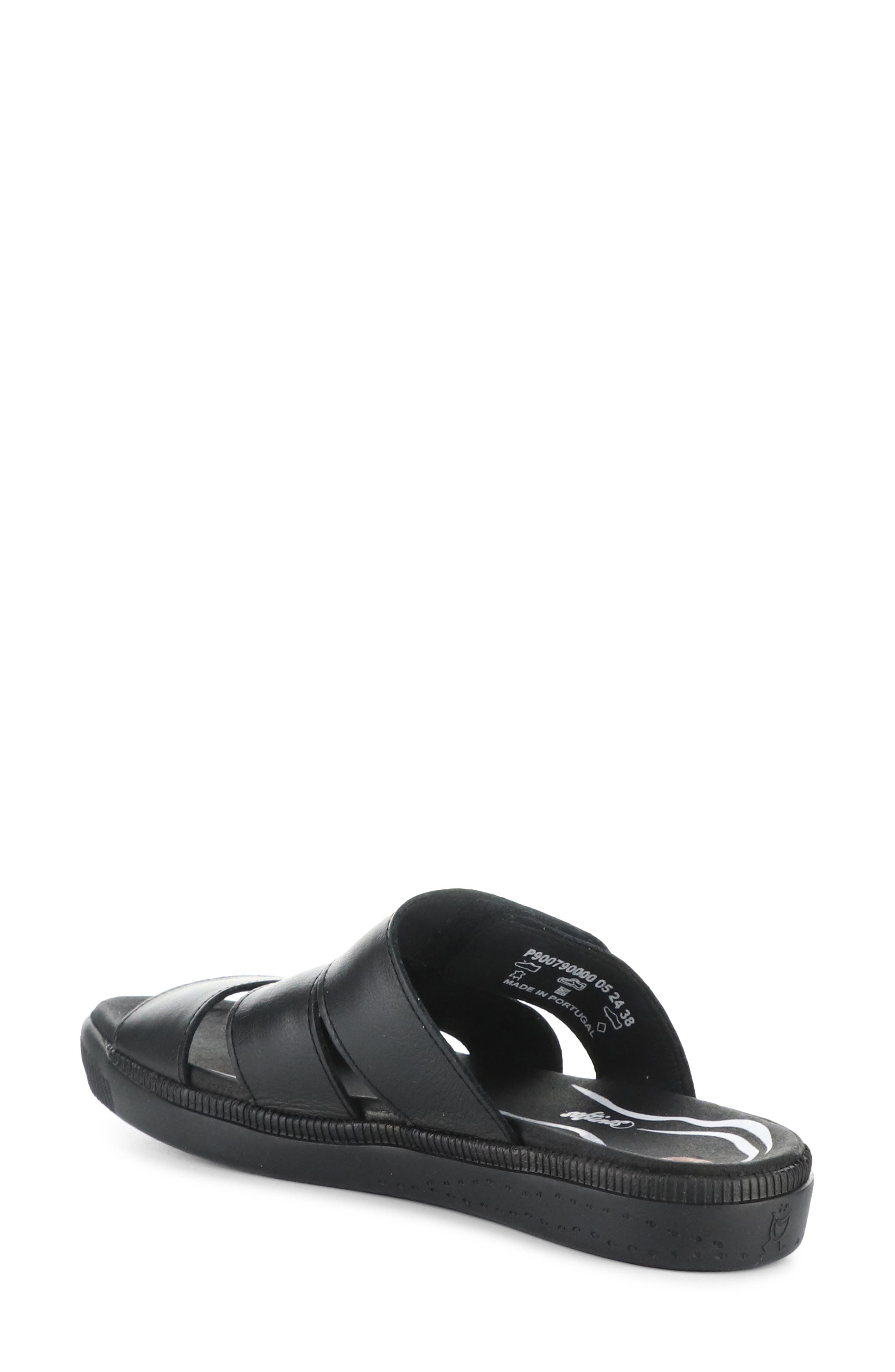 Softinos by Fly London Slide Sandal, Alternate, color, Black Smooth Leather