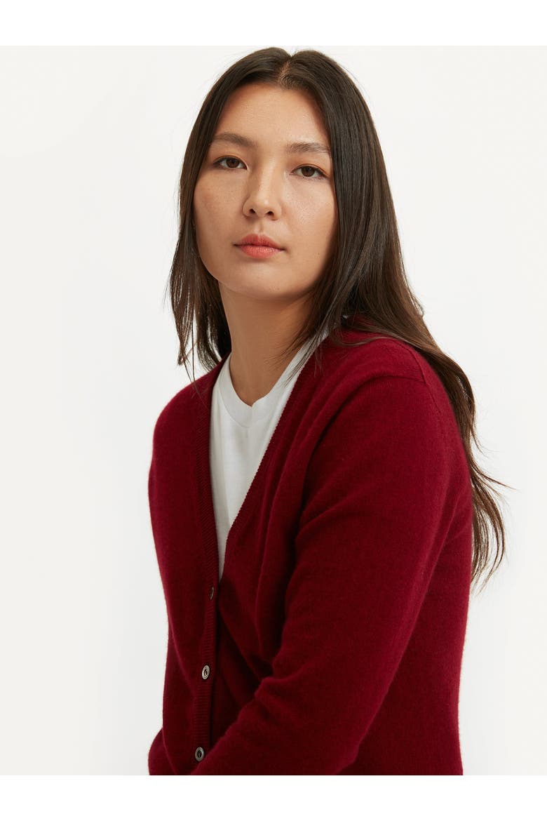 Timeless Cashmere V-Neck Cardigan, Alternate, color, bordeaux