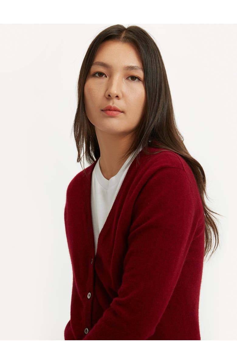 Gobi Cashmere Timeless Cashmere V-Neck Cardigan, Alternate, color, Bordeaux