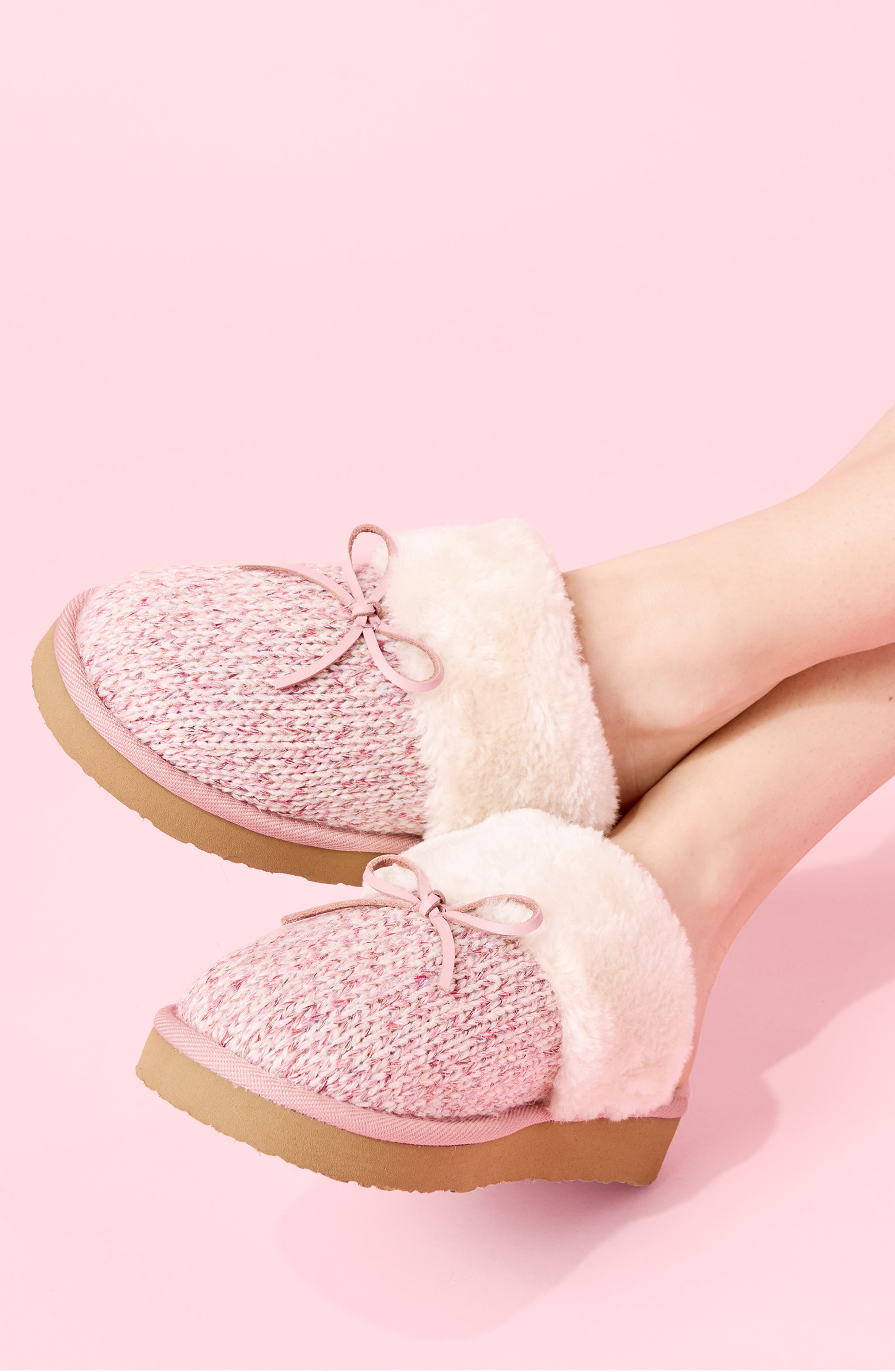 Fluffy Scuff Slipper, Alternate, color, SPARKLE PINK