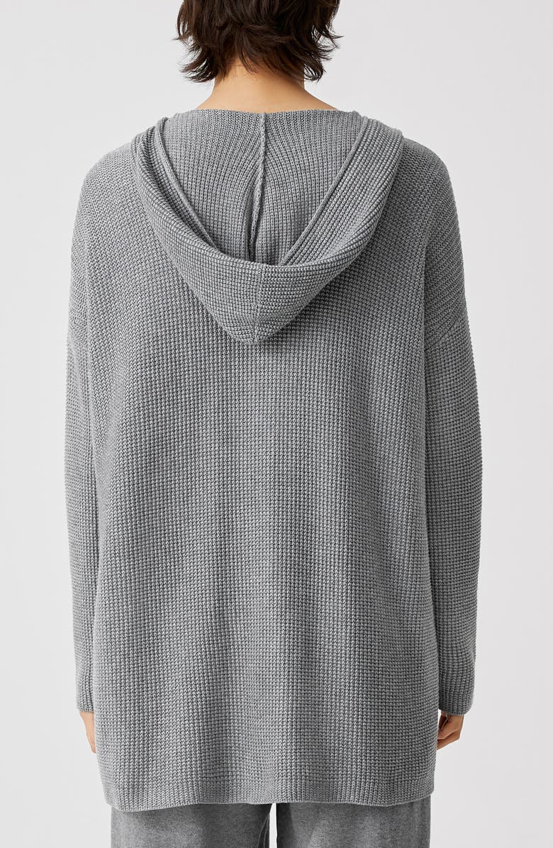 Eileen Fisher Open Front Organic Cotton Hooded Cardigan, Alternate, color,