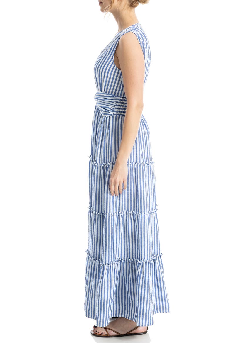 Knotted Waist Maxi Dress, Alternate, color, BLUE/ WHITE STRIPE