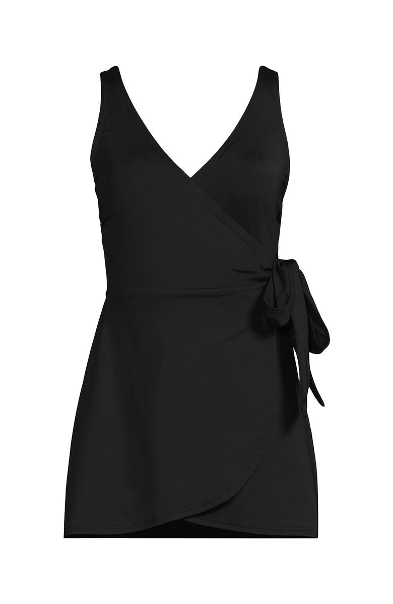 Lands' End Side Tie Mini Swim Dress Swimsuit, Alternate, color, Black