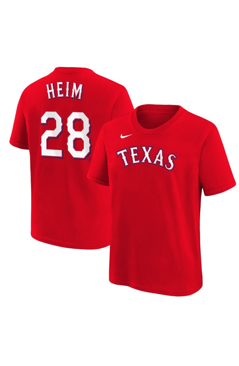 Nike Youth Nike Jonah Heim Red Texas Rangers Name & Number T-Shirt, Alternate, color, Red