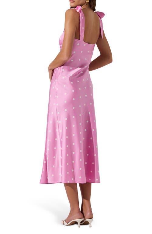 Astr The Label Bow Strap Satin Dress In Pink Dot