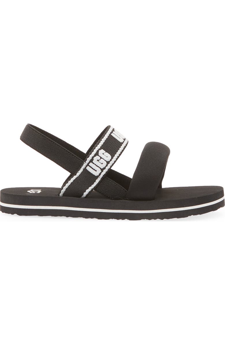 UGG<sup>®</sup> Kids' Zuma Logo Slingback Sandal, Alternate, color, Black