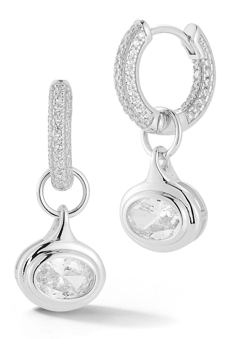 Huggie Drop Earrings, Main, color, SILVER