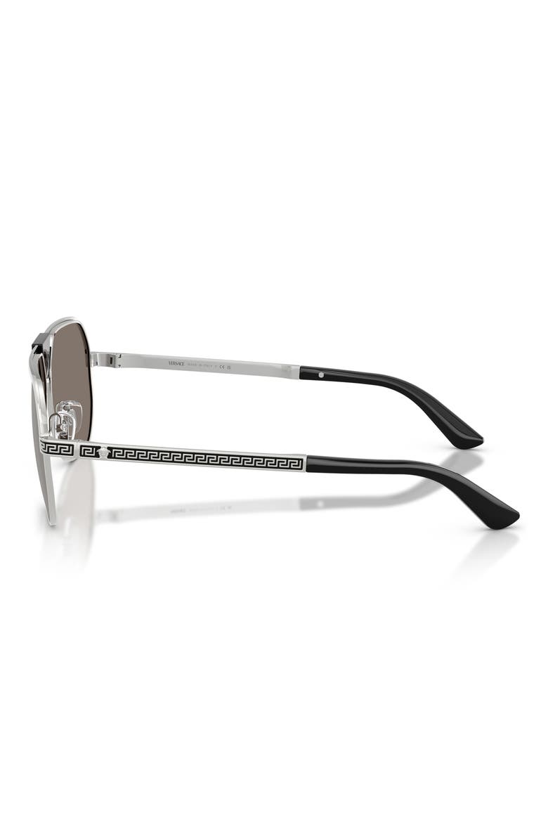 61mm Square Sunglasses, Alternate, color, SILVER / GREY MIRROR SILVER