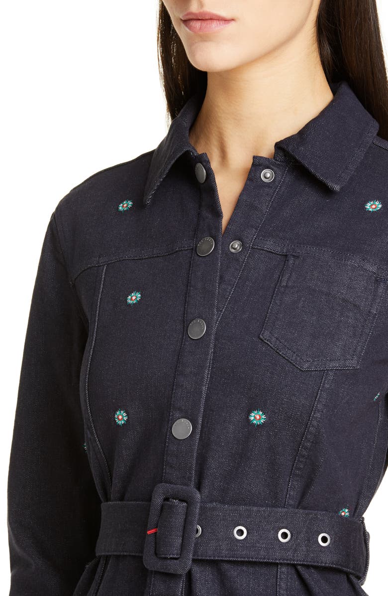 Ted Baker London Colour by Numbers Rosarie Embroidered Denim Shirtdress, Alternate, color, 
