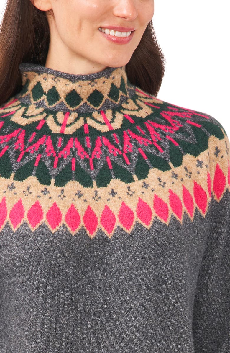 CeCe Fair Isle Funnel Neck Sweater, Alternate, color, 