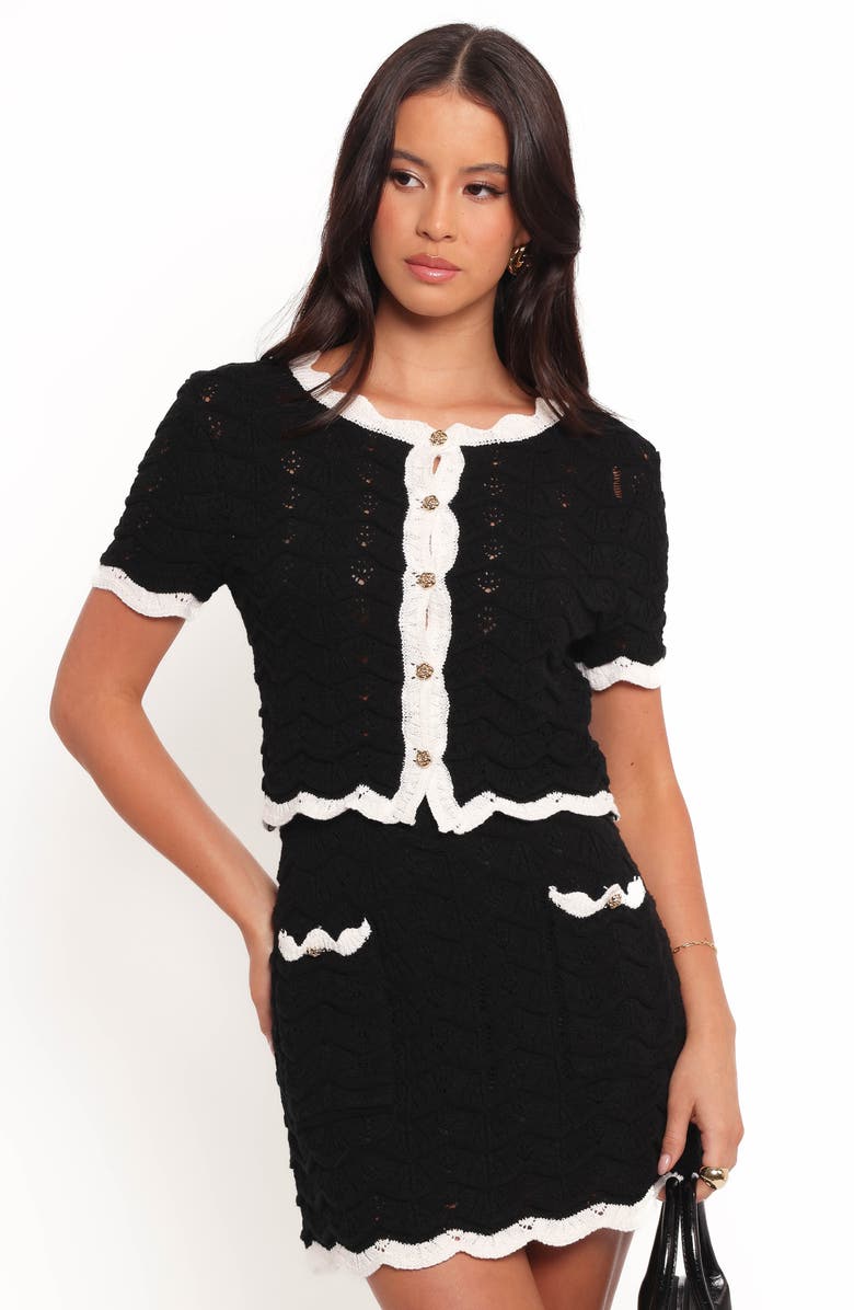 Petal & Pup Madalyn Knit Cardigan & Miniskirt Set, Alternate, color, Black