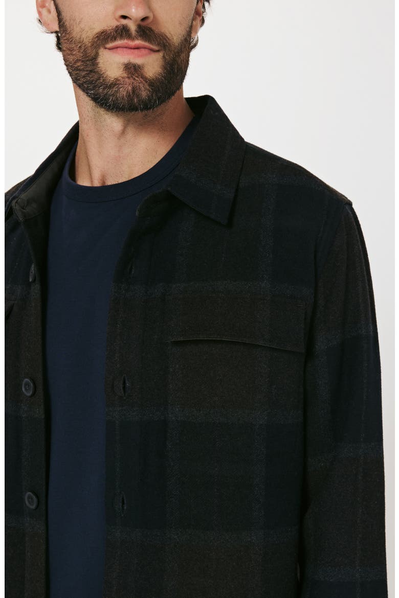 Windowpane Check Wool Blend Button-Up Overshirt, Alternate, color, INDIGO