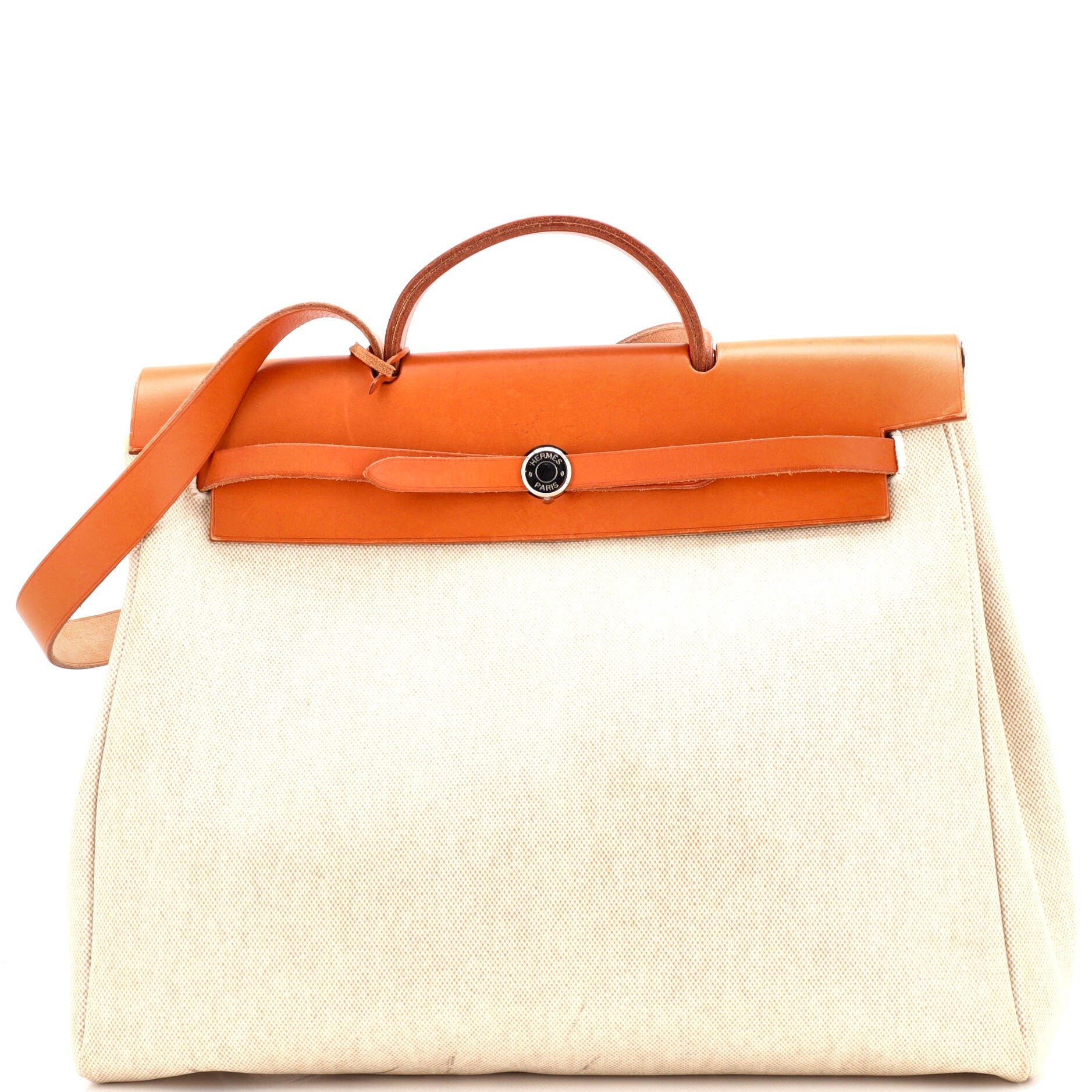 Pre-Owned Hermes Herbag Toile and Leather MM, Main, color, 