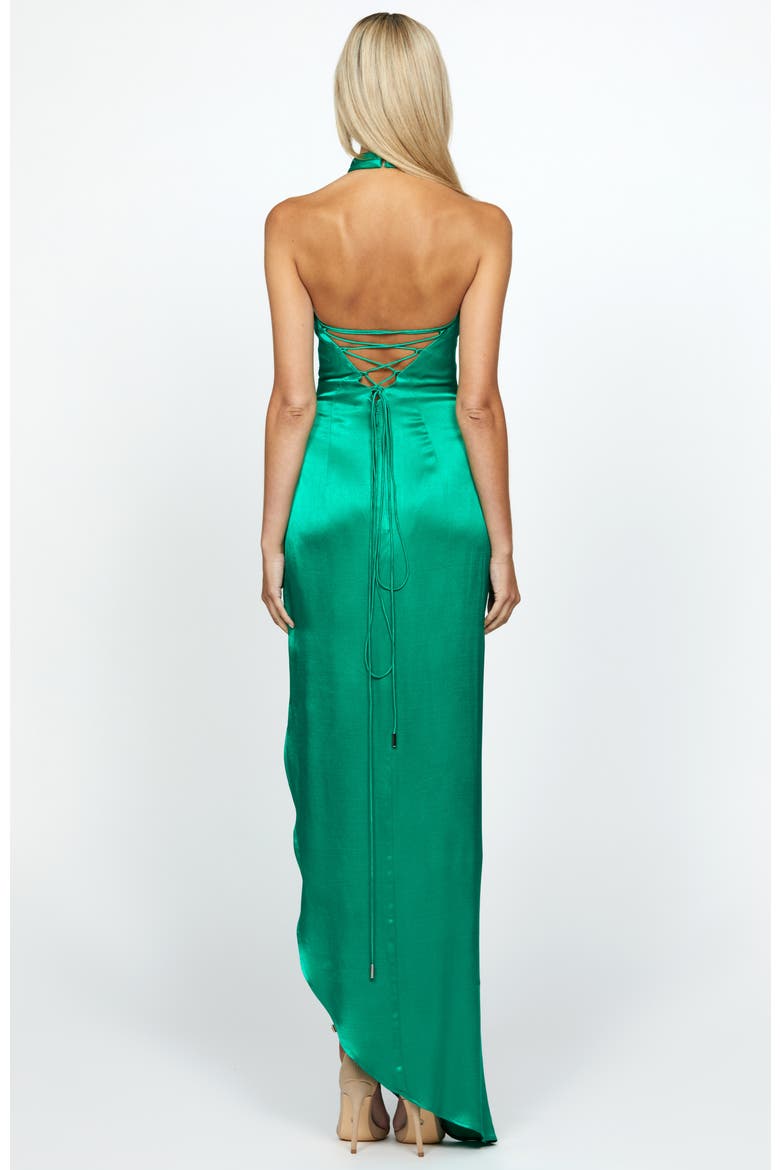 Aaliyah High Neck Cowl Gown, Alternate, color, GREEN