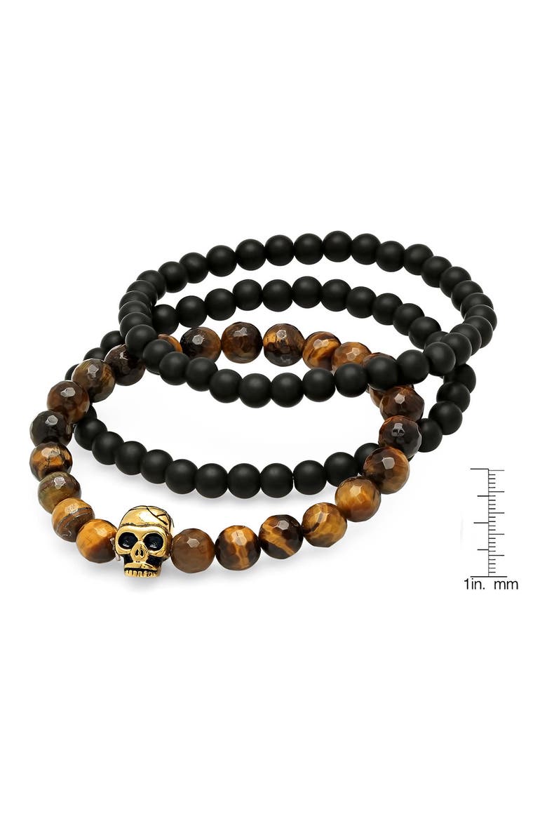 Men's Set of 3 Stretch Bracelets, Alternate, color, BLACK/BROWN