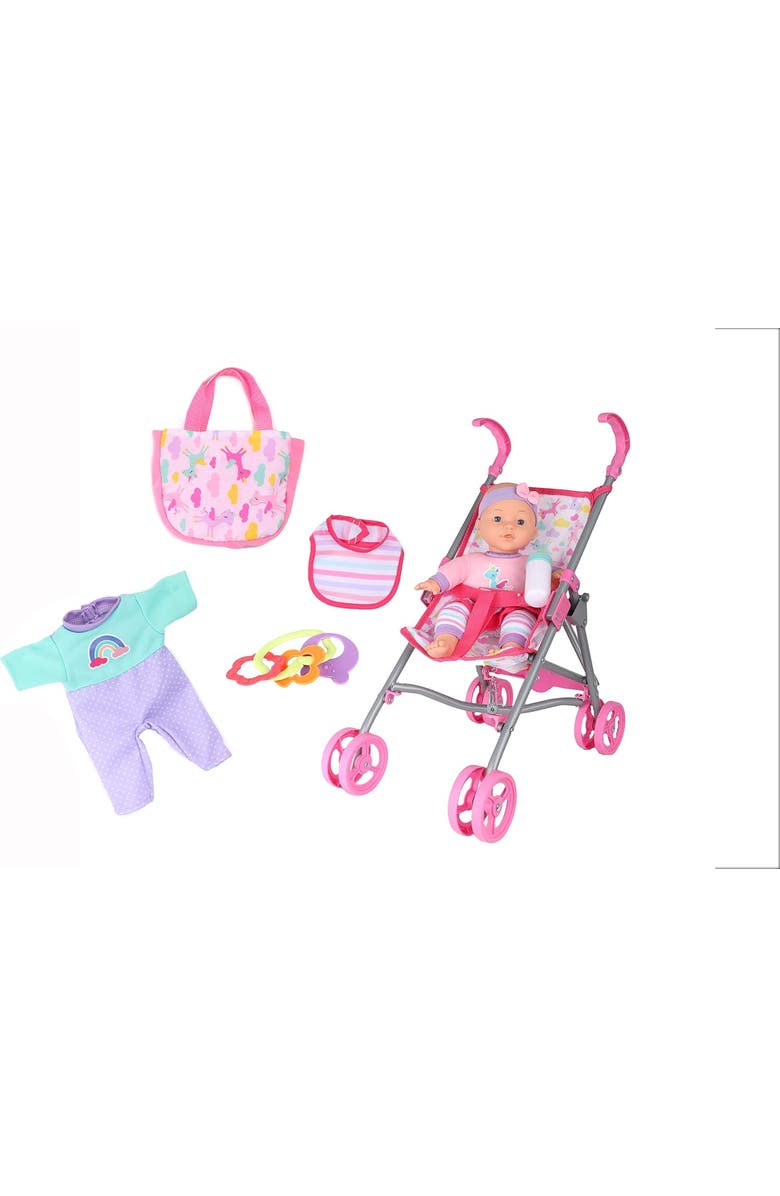 Dream Collection Baby Doll Care Gift Set With Stroller For 12 Inch Dolls, Alternate, color, Multicolored