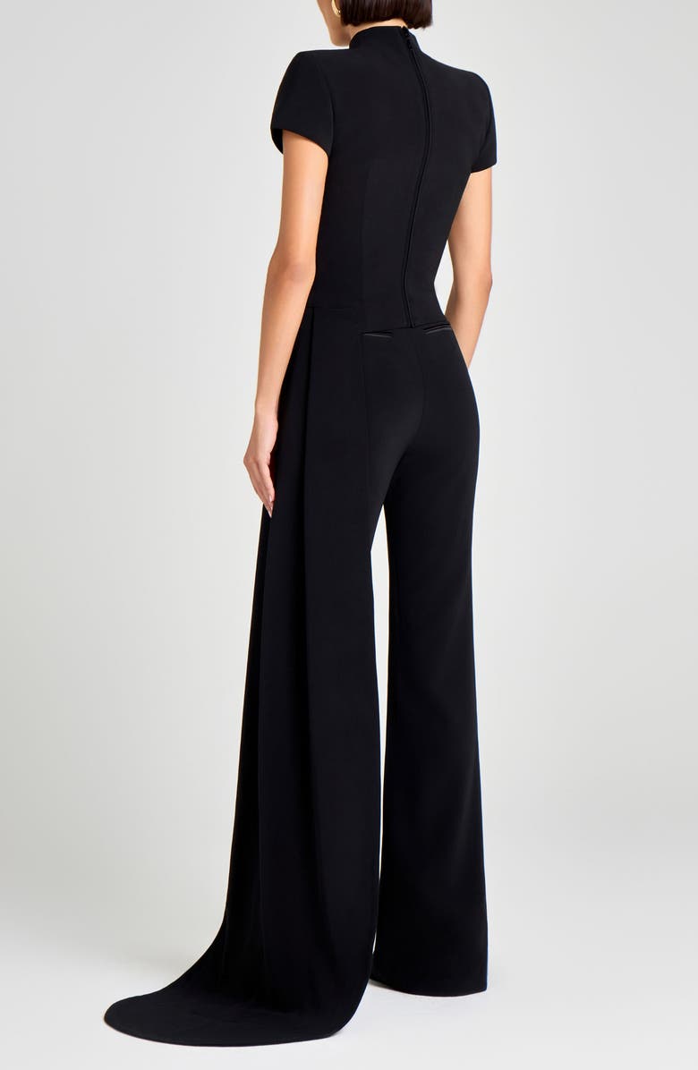 NADINE MERABI Pleated Drape Mock Neck Top, Alternate, color, Black