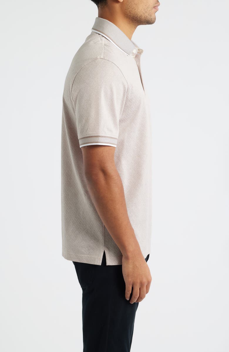 Bugatchi Diamond Piqué Cotton Polo, Alternate, color, Cobblestone