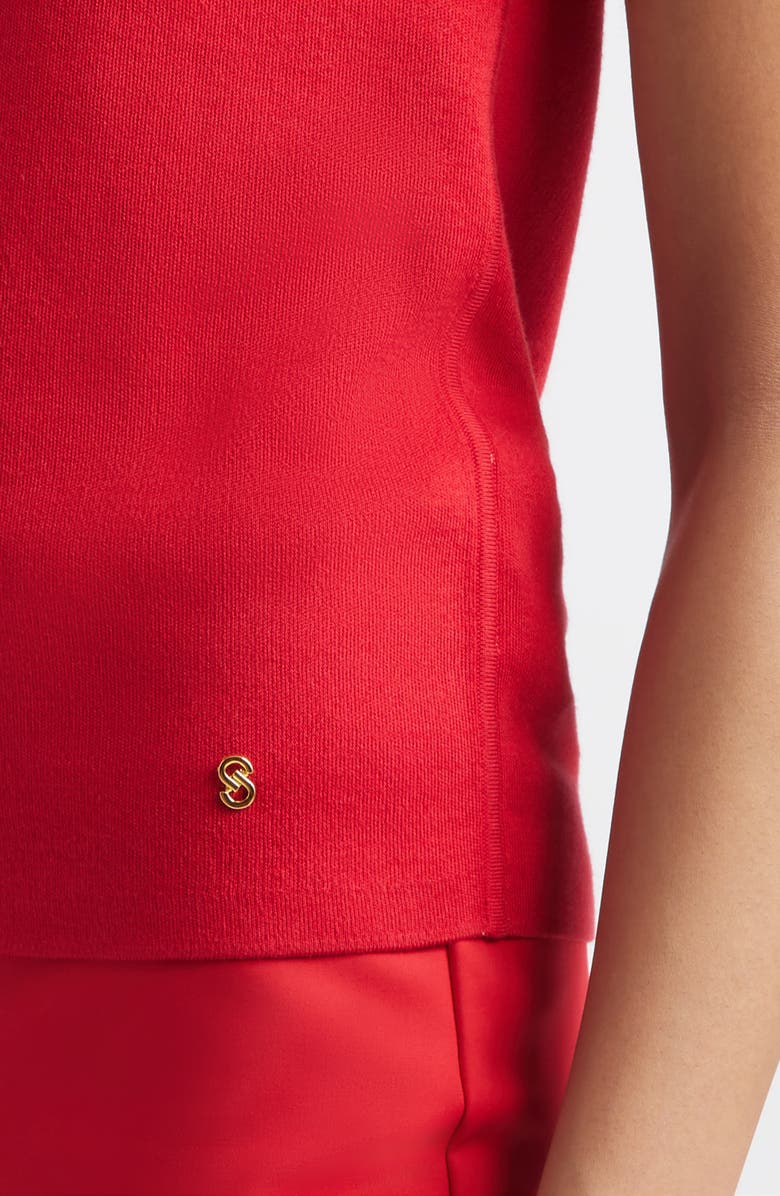 ST. JOHN Silk & Cotton Sweater Tank, Alternate, color, Scarlet